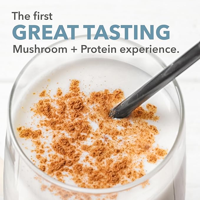 PlantFusion Mushroom Protein Powder - 3 in 1 Vegan Protein Powder Mushroom Supplement and Adaptogen Supplement - Support Mental Focus Immunity and Recovery - Vanilla 1lb