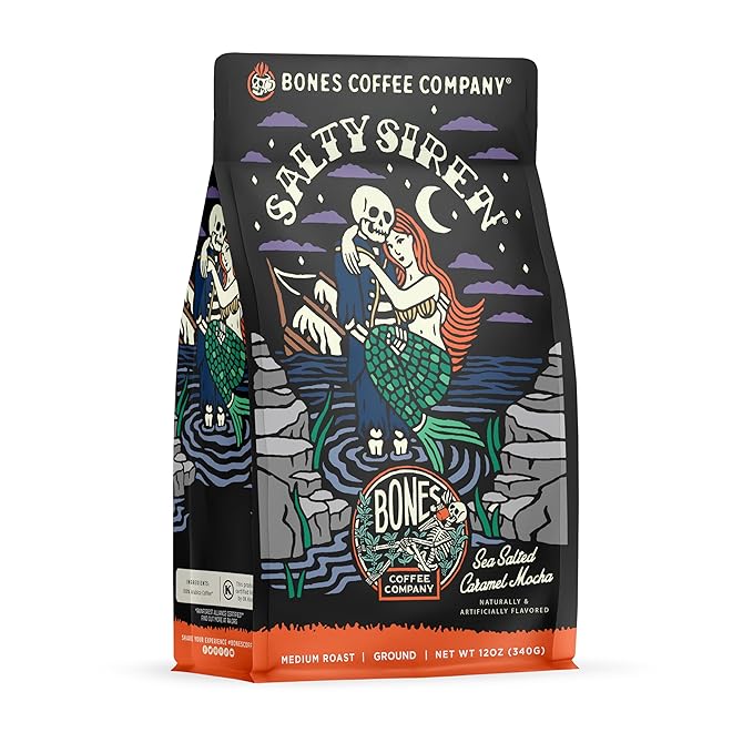 Bones Coffee Company Salty Siren With Highland Grog Ground Coffee 12 oz Bundle
