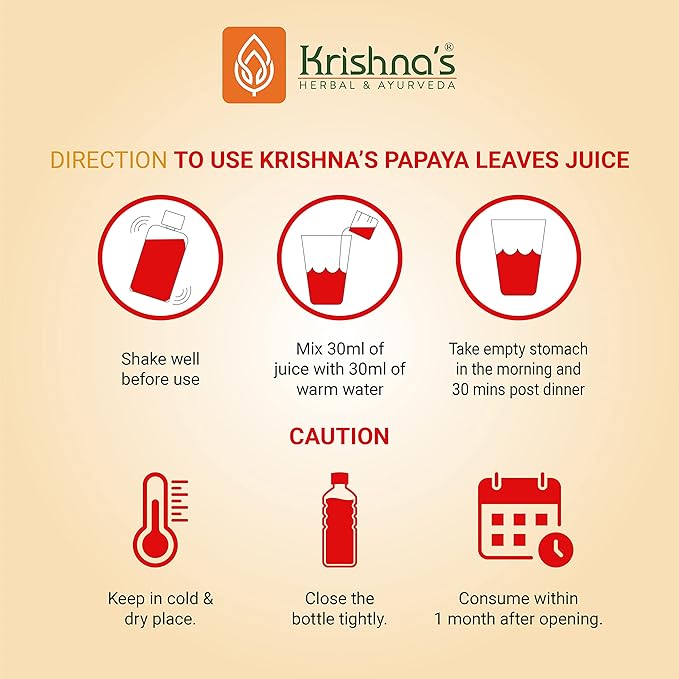 Krishna's Papaya Leaf Juice - 1000 ml | Fresh Papaya Leaves| Helps to boost platelets count