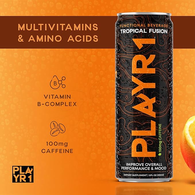 PLAYR1 Functional Beverage Caffeinated Variety 24 Pack