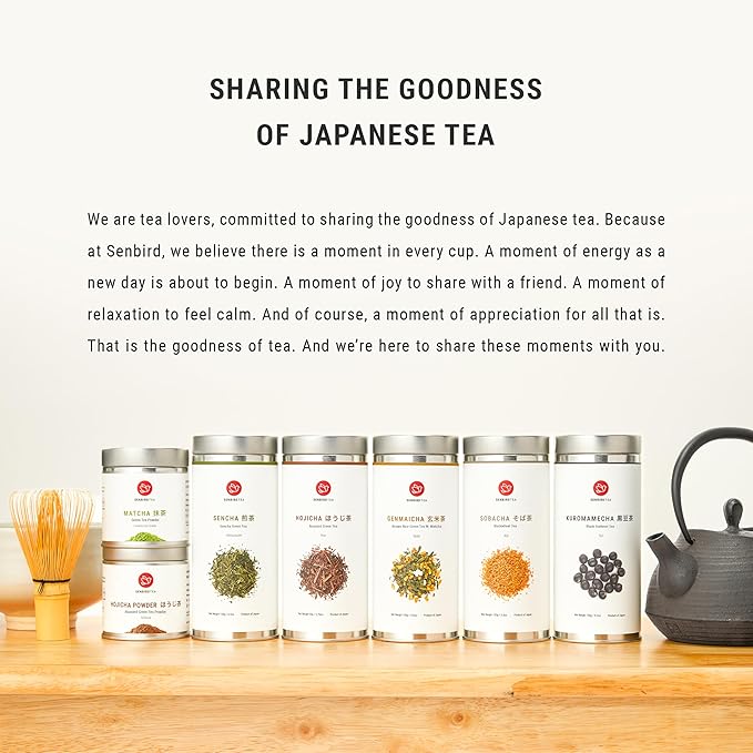 Senbird Premium Genmaicha With Matcha - Japanese Brown Rice Green Tea With Matcha - From Kyoto Japan - Loose Leaf Tea In Airtight Tea Tin (3.5oz/100g)
