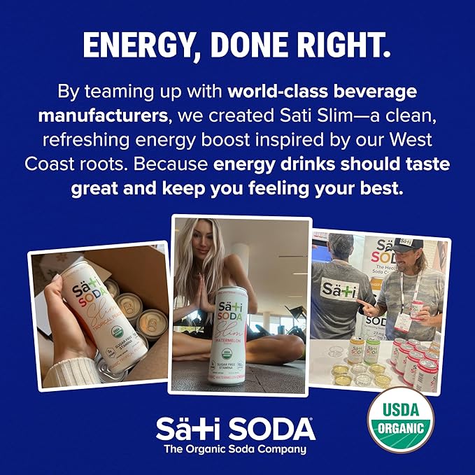 Sati Slim Organic Huckleberry Vanilla - Adaptogenic Beverage with Lions Mane Green Coffee Bean &amp Acerola Vitamin C | Zero Calories Zero Sugar 12-Pack Case