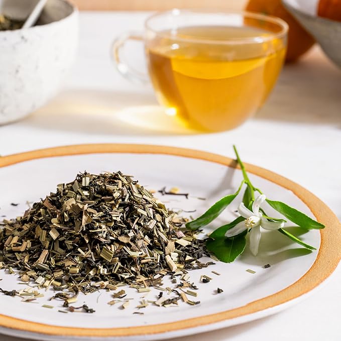 Rishi Tea Orange Blossom Green Tea - Organic Low Caffeine Loose Leaf Floral &amp Naturally Sweet Blend with Tropical Herbs and Citrus - 16 Ounces 64+ Servings