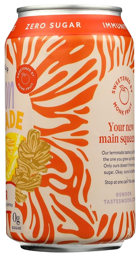 Swoon Ginger Lemonade Zero Sugar Gluten Free 12 Fluid Ounce (Pack of 12)