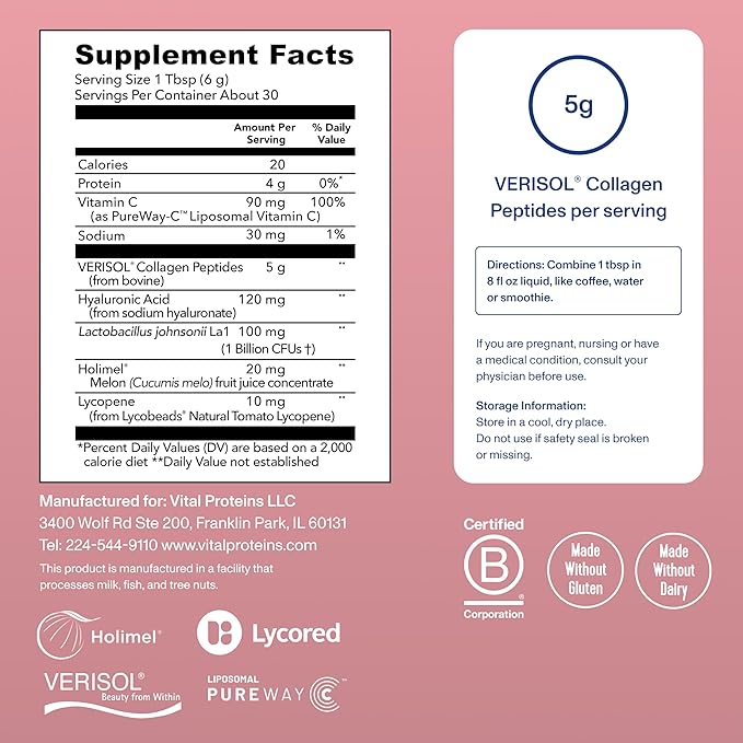 Vital Proteins Professional Bioactive Collagen Complex Skin Hydration &amp Antioxidant Support 6.5oz