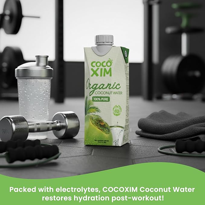 COCOXIM Ready to Drink Organic Coconut Water - 16.9 oz (Pack of 12) | Zero Added Sugar| 100% Natural &amp Fresh with Electrolytes &amp Nutrients | Halal &amp Kosher Certified | Alternative to Soda