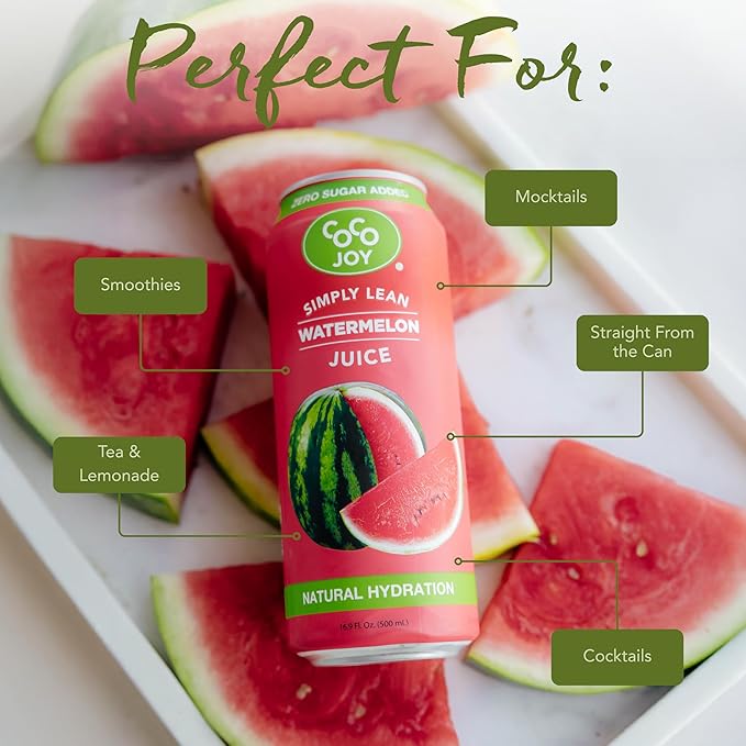 CoCo Joy Lean Watermelon Juice Zero Sugar Added Low-Calorie Watermelon Drink 12 Pack