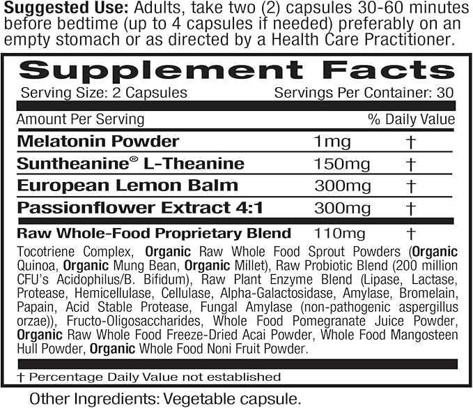 Emerald Labs Sleep Health - Sleep Support Supplement with Suntheanine L-Theanine Melatonin European Lemon Balm &amp Passionflower - Gluten Free Vegan - 60 Vegetable Capsules (Up to 30-Day Supply)