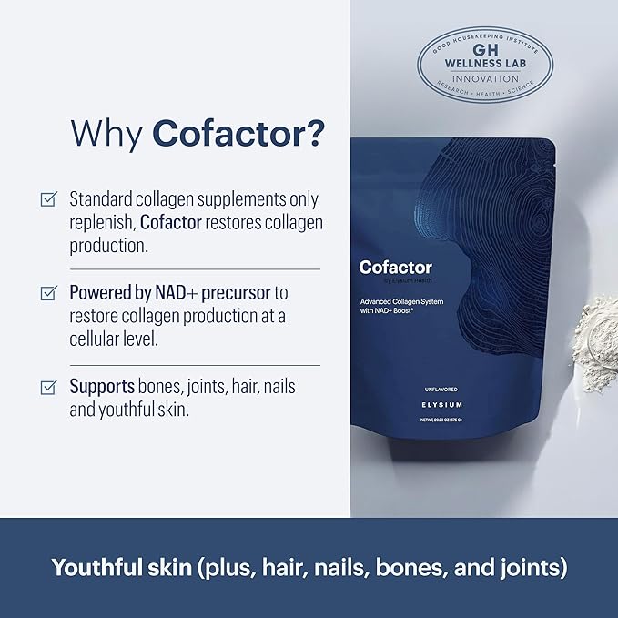 ELYSIUM Cofactor – 4-in-1 Collagen Peptides Powder w/NAD+ Hyaluronic Acid &amp Vitamin C for Skin Hair Nails Joints &amp Cellular Health Collagen Supplements for Men &amp Women – Unflavored 2