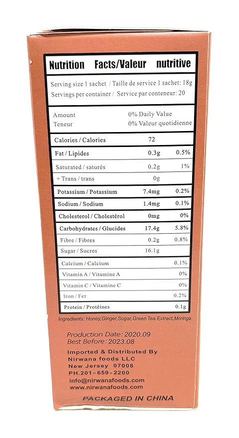 NIRWANA MORINGA GINGER HERBAL TEA 10 SACHETS 24 BOX MASTER CASE