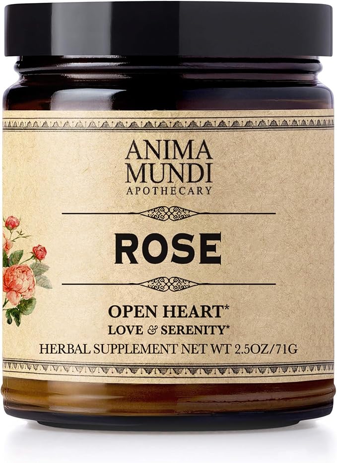 Anima Mundi Apothecary Love + Serenity Rose Petal Powder - with Edible Dried Rose Petals &amp Buds - for Heart Chakra - Fluffy Aromatic Blend for Teas Lattes Desserts and More (2.5oz / 71g)
