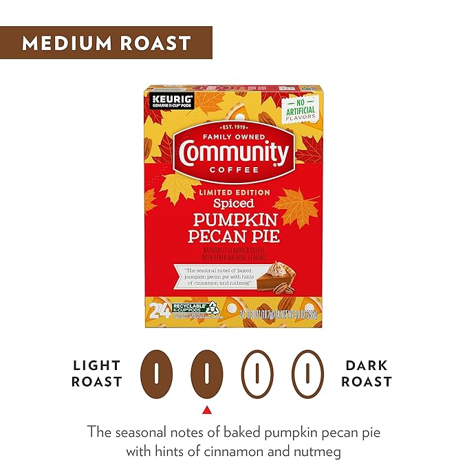 Community Coffee K-Cup Coffee Pods Spiced Pumpkin Pecan Pie Naturally Flavored Coffee for Keurig Coffee Makers 100% Arabica Limited Edition 60 Count (Pack of 1)
