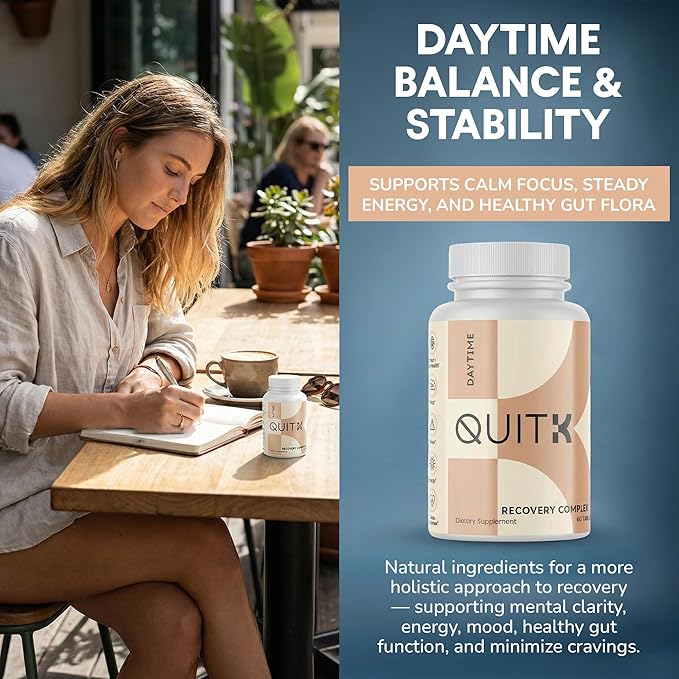 Withdrawal and Detox Support – QuitK Recovery Complex – Sleep Energy Stress Mood &amp Craving Support – Daily Supplement - Magnesium Glycinate Ashwagandha GABA L-Theanine Agmatine &amp More