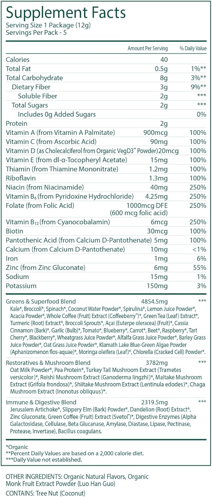 Suja Organic Greens Powder Probiotic Blend Spirulina Daily Superfood Drink or Smoothie Mix for Immune Support Digestion &amp Energy Vegan Gluten Free Non GMO 10 Servings