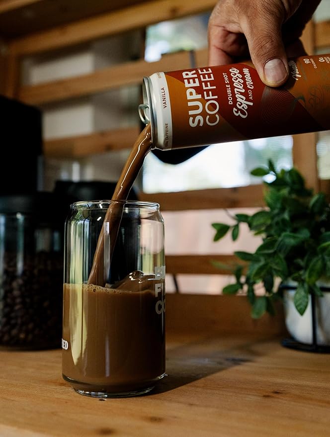 SUPER COFFEE Espresso Iced Keto Coffee (0g Added Sugar 90 Calories) [Espresso &amp Cream] 11 Fl Oz 12 Pack | Iced Smart Coffee - SoyFree GlutenFree