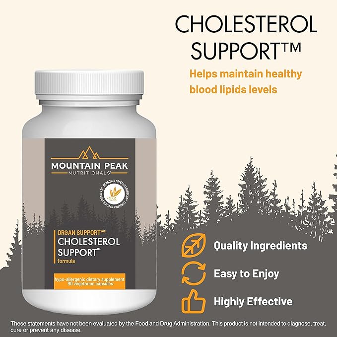Mountain Peak Nutritionals Cholesterol Support Supplement - with Artichoke Extract CoQ10 &amp Red Yeast Rice - Plant-Based Formula Supports Heart Health &amp Healthy Lipid Levels (90 Vegetarian Ca