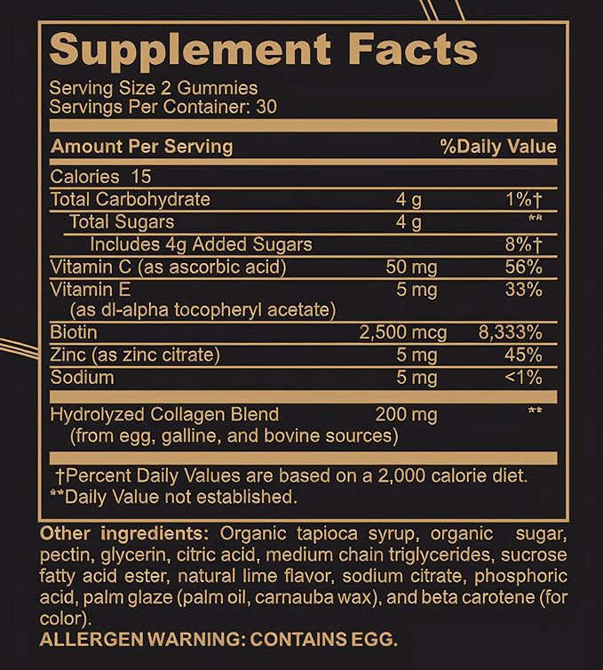Black Girl Vitamins - Collagen Gummies for Hair Skin and Nail Support with Vitamin C Vitamin E and Biotin Gluten-Free (Lime) 60ct