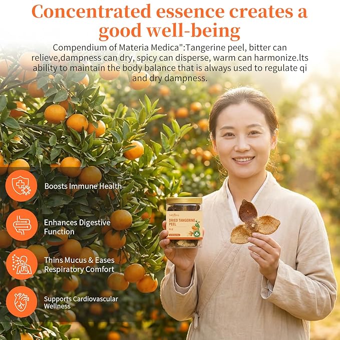 Baihuatang Natural Dried Tangerine Peel for Tea ‌Dried Tangerine Peel 50g (1.76oz) | Xinhui Chen Pi | Matured Mandarin Peel | No Additives 新会陈皮