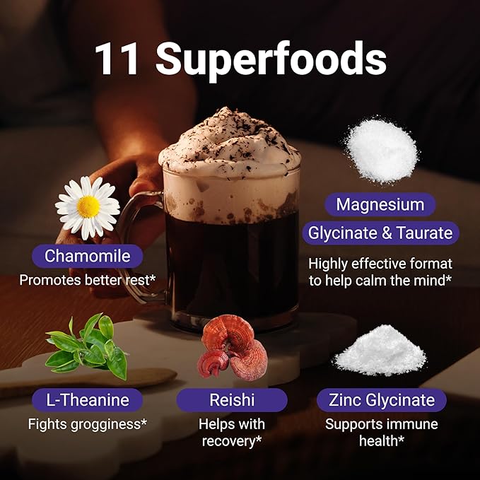 MoonBrew Nighttime Magnesium Hot Cocoa Natural Sleep Aid Drink Mix for Adults 3-Pack - Calming Melatonin-Free Sleep Support - Sleepy Hot Chocolate Powder with L-Theanine Chamomile &amp Zinc Glycin