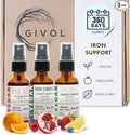 Iron Support Spray Bundle Liquid Vitamin B12 Methylcobalamin Zinc Picolinate and Bisglycinate | Non-GMO Gluten-Free Sugar-Free Iron Supplement | 2 Fl Oz Each | 360 Days Supply