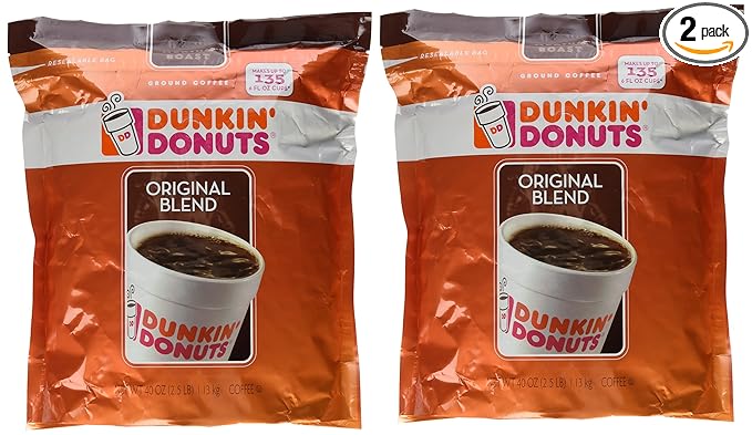 Dunkin' Donuts Original Blend Medium Roast Ground Coffee 100 % Premium Arabica Coffee 40 oz. (Pack of 2)