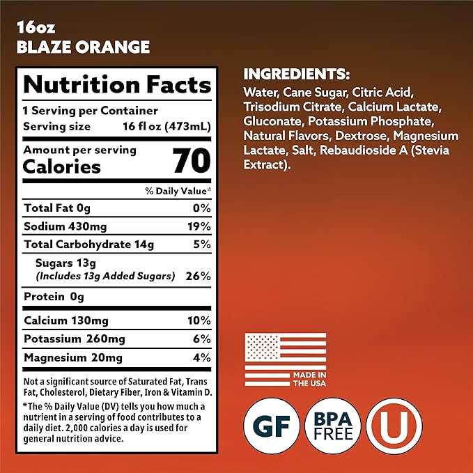 HOIST Premium Military Hydration Electrolyte Drink Powerful IV-Level Hydration Clinically Proven Dye Free Performance Drink Blaze Orange 16 Fl Oz (Pack of 12)