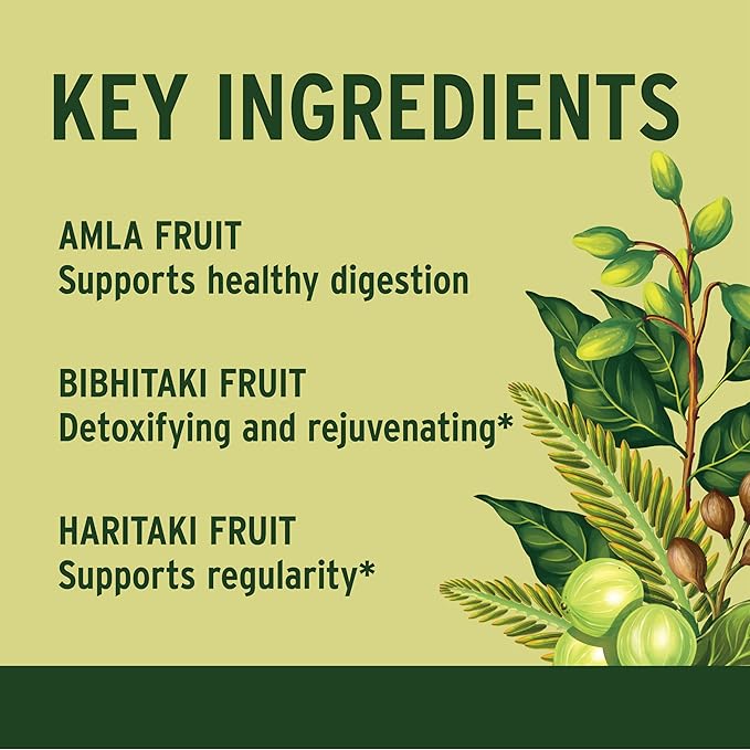 Banyan Botanicals Organic Triphala Tablets - Gentle Daily Digestion &amp Colon Cleanse Support - Amla Haritaki Bibhitaki - Healthy Elimination Detox &amp Gut Microbiome - 180 Tablets - Non-GMO V