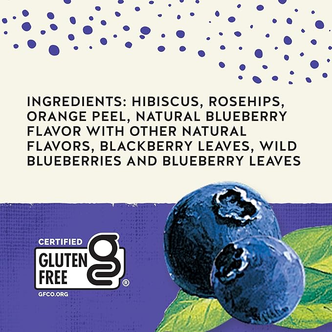Celestial Seasonings True Blueberry Herbal Tea Bags Caffeine Free 20 Bags Box (Pack of 6)
