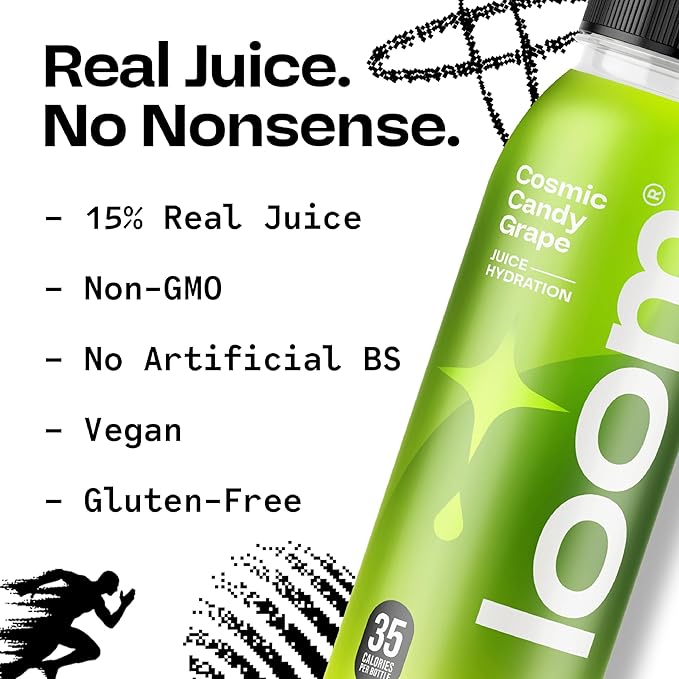 Cosmic Candy Grape Juice Drinks by Loom Low Sugar Juice Real Fruit No Added Sugar Healthy Hydration 35 Calories Non-GMO 12 oz bottles 12 pack