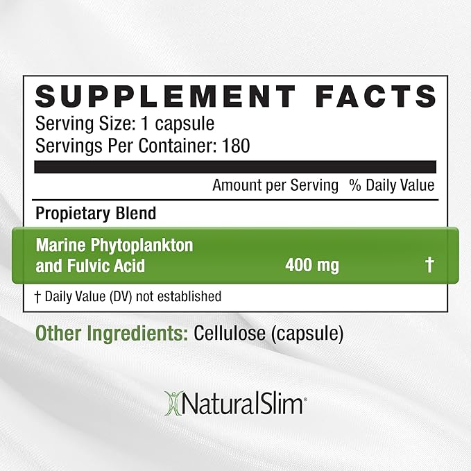 Somarenew Metabolism Booster Gut Cleanse Energy Support &amp Full Body Cleanse Supplement with Marine Phytoplankton (Omega 3) &amp Black Fulvic Acid Superfood - 180 Vegetable Capsules