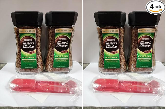 NESCAFÉ Taster's Choice Instant CoffeeMedium Light Roast CoffeeDecaf House Blend(7 Oz Each)(Pack of 4)