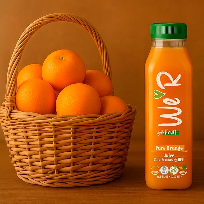 WE’R Pure Valencia Orange Juice – Cold-Pressed &amp HPP – 10 Pack – 11.2 fl oz Each (330 ml) – 199% DV Vitamin C