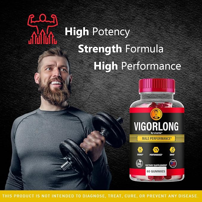 (2 Pack) Vigorlong Gummies - Official VigorLongGummies for Men Premium Natural Support Vigorlong Gummy Maximum Energy Advanced Support Formula for Overall Health &amp Wellness 120 Gummies for 2 Mon