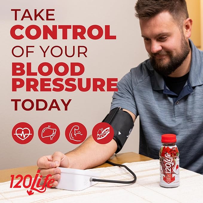120/Life Blood Pressure Support Beet Root Juice Pomegranate Extract Cranberry Juice Tart Cherry Hibiscus and Magnesium (8 Fl Oz Pack of 28) - Gluten-Free &amp Vegan