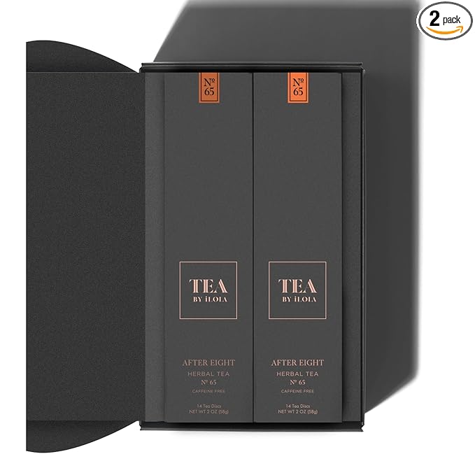 iLOLA 2-pack Loose Leaf Tea Discs After Eight No. 65 | Oprah’s Favorite Things 2022 | Herbal Tea w/Herbs &amp Natural Chocolate Flavoring | Caffeine Free| No Tea Bag Needed | 14 Individual Discs