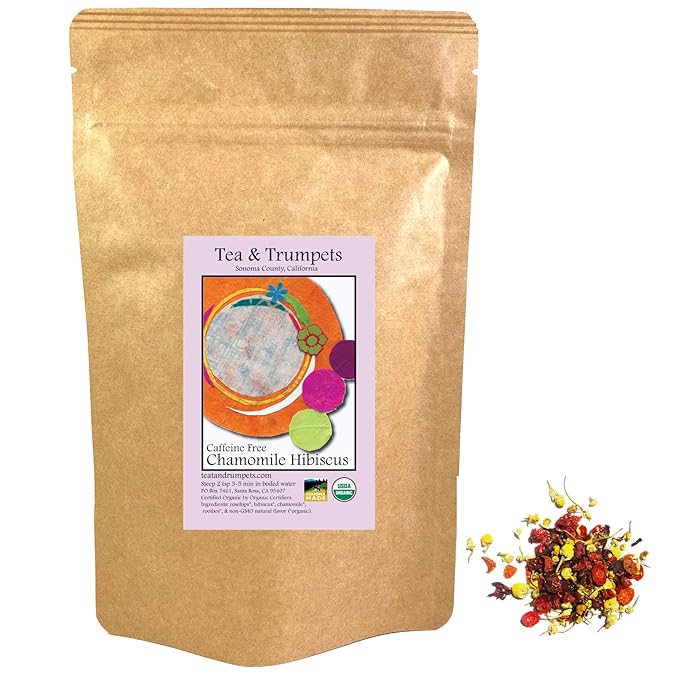 USDA Organic Chamomile Hibiscus Fusion Loose Leaf Herbal Tea 8 oz