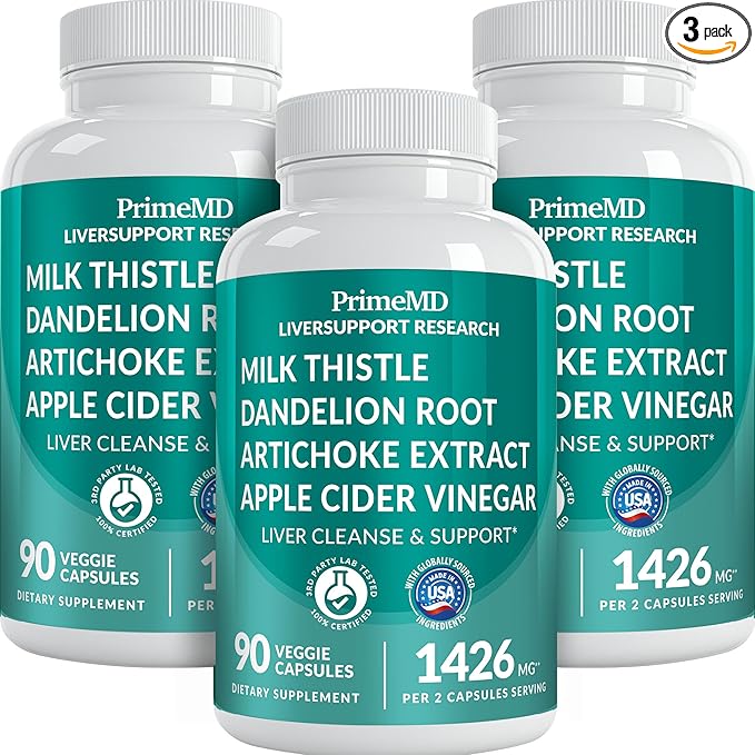 32-in-1 Liver Support with Milk Thistle Supplement – Liver Detox with Silymarin Artichoke Extract &amp Beetroot Powder – Comprehensive Wellness Formula for Liver Cleanse – 1426mg (270 count) (Pack o