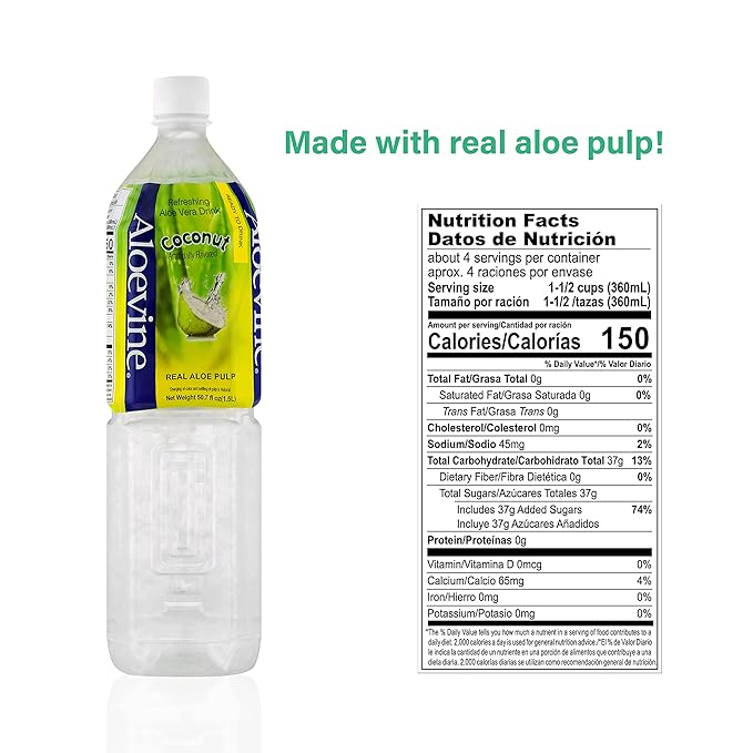 ALOEVINE Aloe Vera Drink 50.7 oz. 6 Pack (Coconut)