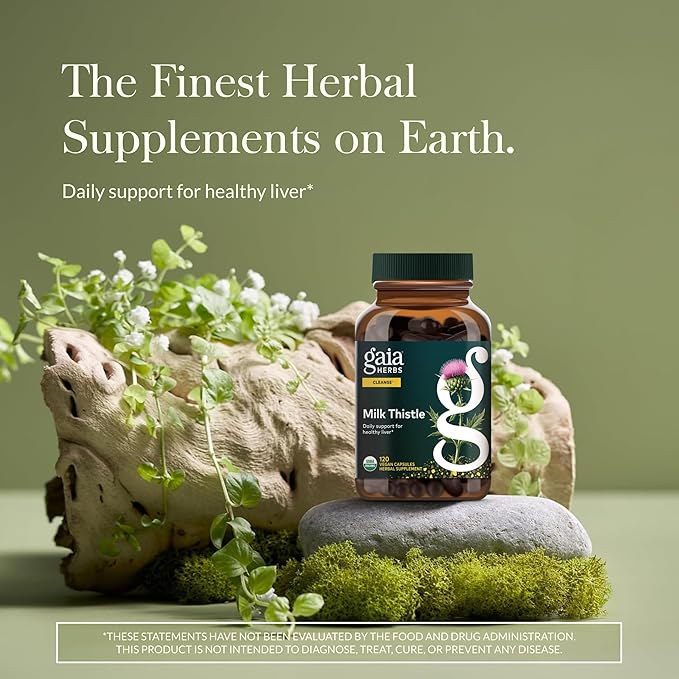 Gaia Herbs Milk Thistle - Liver Supplement &amp Cleanse Support for Helping to Maintain Healthy Liver Function* - 120 Vegan Capsules (40 Servings)