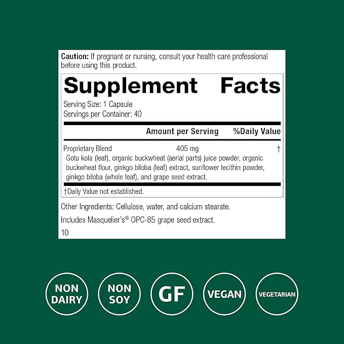Standard Process Ginkgo Synergy - Brain Health Support Supplement - Supplement with Ginkgo Biloba Extract Organic Buckwheat Powder &amp Gotu Kola to Support Antioxidant Activity - 40 Capsules