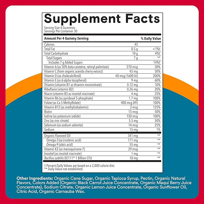 SmartyPants Multivitamin for Men Organic Gummies: Probiotics CoQ10 Methylfolate Omega 3 (ALA) Vitamin D3 C Vitamin B12 B6 A K &amp Zinc for Immune Support Biotin 120 Gummies (30 Day Suppl