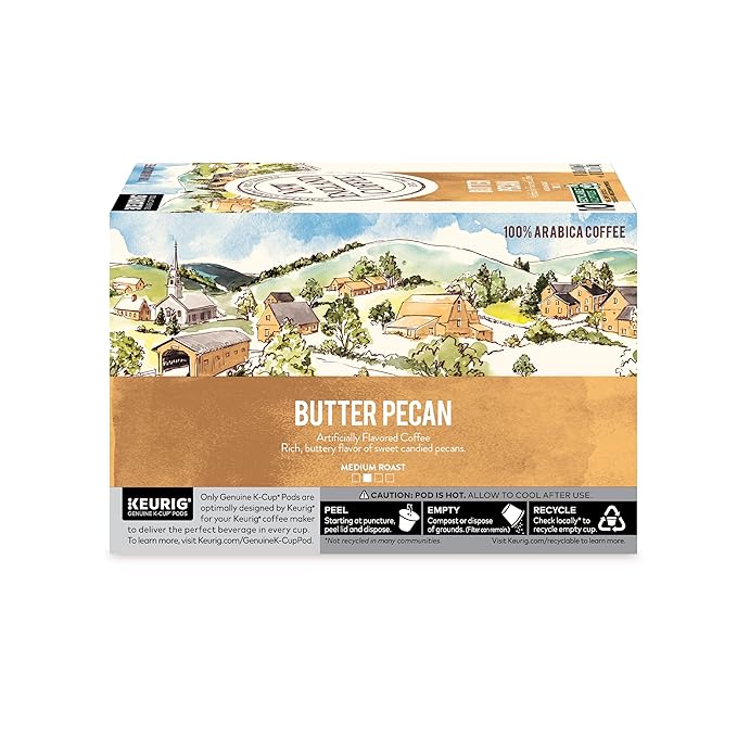 New England Coffee Butter Pecan Medium Roast Single Serve Pods 10ct Box (Pack of 2)