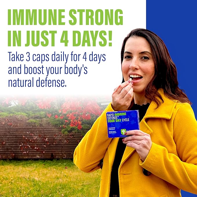 HybridCR Rapid Immune Support Supplement – 4 Day Immunity Supplement - Immune Defense Booster with Echinacea Ginseng Andrographis Zinc Selenium – Travel Size System Support – 24 Caps 2 Dose Packs