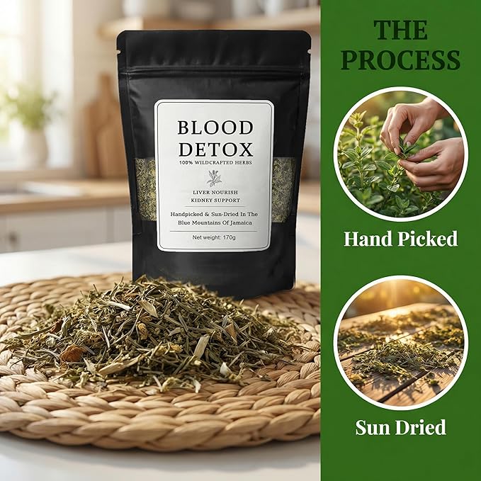 Healing Garden Blood Detox - Jamaican Herbal Tea Blend Plant-Based Botanical Tea For Daily Enjoyment Purifies Blood Loose Leaf Herbal Tea 170g/Bag