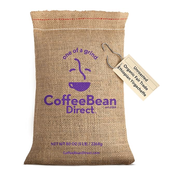 Coffee Bean Direct Unroasted Organic Fair Trade Ethiopian Yirgacheffe 5 Pound (Pack of 1)