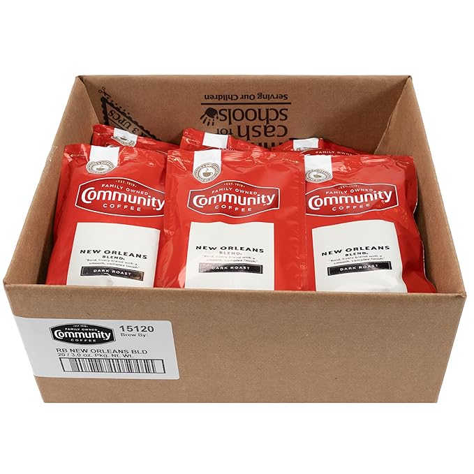 Community Coffee New Orleans Blend Dark Roast Pre-Measured Coffee Packs 3.0 Ounce Each (Box of 20)