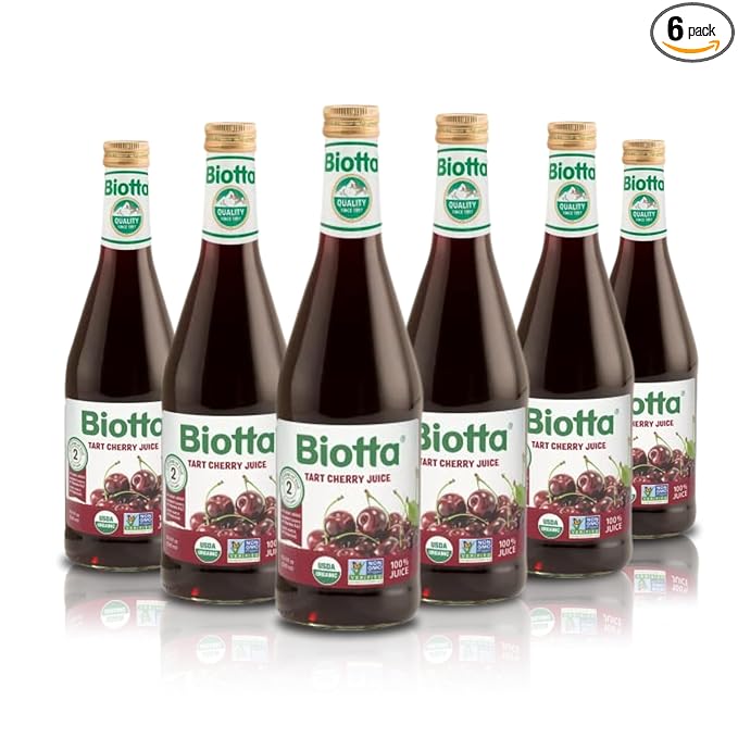 Biotta Tart Cherry Juice - 100% Natural Organic Cherry Fruit Juice - Excellent Source of Vitamin C and Potassium (16.9 Fl.Oz Pk of 6)
