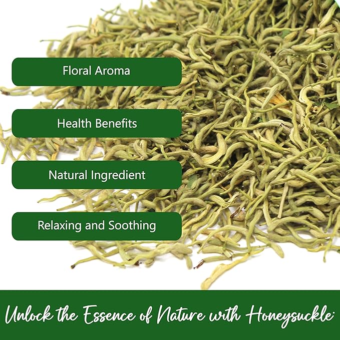 NPG Dried Honeysuckle Bulk 16 Oz Jin Yin Hua Natural Herbal Tea Sweet Floral Aroma Resealable Packaging Versatile for Relaxing Teas Traditional Dry Flower Tea