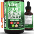 Clean Nutra Oil of Oregano Drops Black Seed Oil Elderberry Vitamin D D3 K2 Olive Garlic Immune Support Supplement Wellness Formula Zinc Supplements Liquid 2 Fl Oz BotaniGuard Vegan Non-GMO