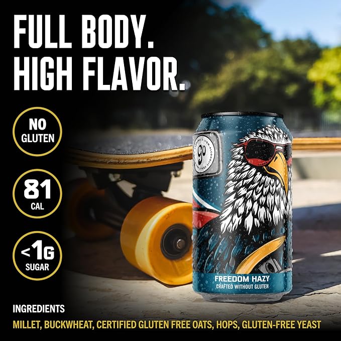 Go Brewing Freedom Hazy IPA Non-Alcoholic Craft Beer 12oz - Low-Calorie &amp Gluten-Free Hazy Craft Brew with Juicy Citrus and Stone Fruit Notes - Non-Alcoholic Beer For Any Occasion